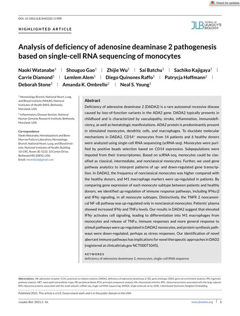 Elucidating the pathogenesis of adenosine deaminase 2 .